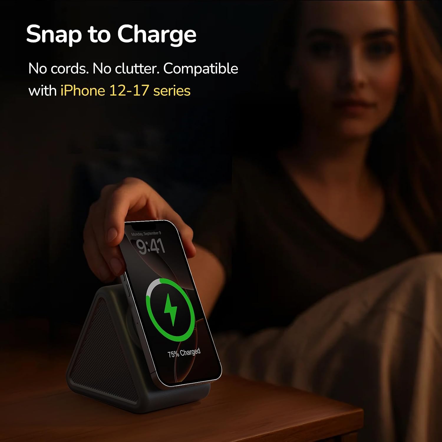 Housbay Sound Machine with Magnetic Wireless Charger for iPhone, 2-in-1 Design for Clutter-Free Nightstand, Dual-Speaker Stereo Sound for…