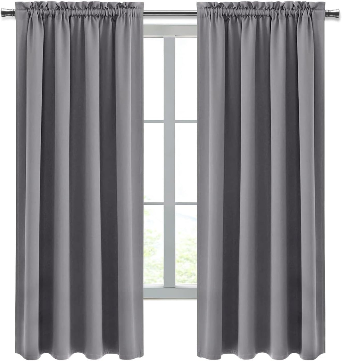 Dwcn Blackout Curtains for Bedroom - Thermal Insulated Privacy Energy Saving Rod Pocket Drapes for Living Room, W 38 x L 63 Inch, Grey, Set…