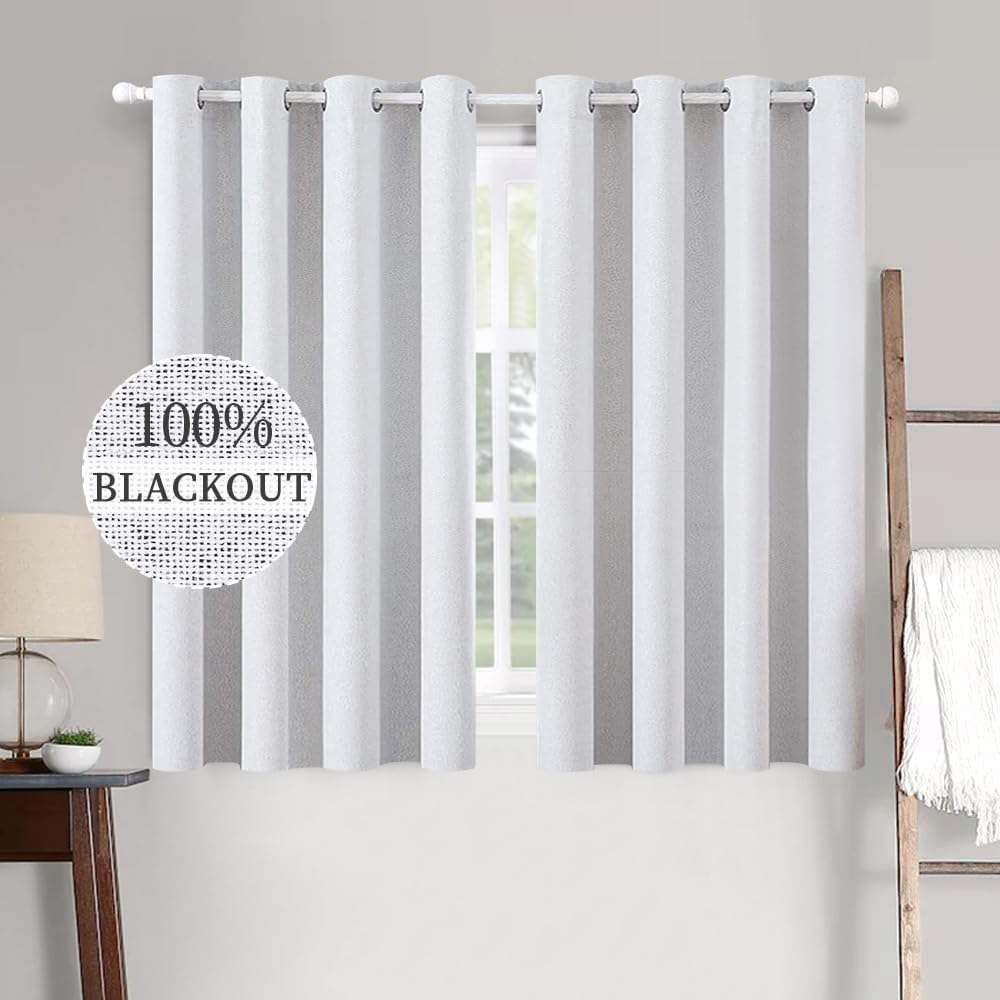 Miulee Linen Texture Full Blackout Curtain for Living Room Darkening, Thermal Insulated Grommet Curtain for Bedroom, Room Darkening Curtains…