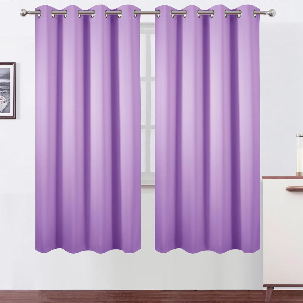 Lemomo Blackout Curtains 66 x 72 Inch Long Lavender Curtains Set of 2 Panels Room Darkening Curtains for Bedroom and Living Room 72 Inch si…