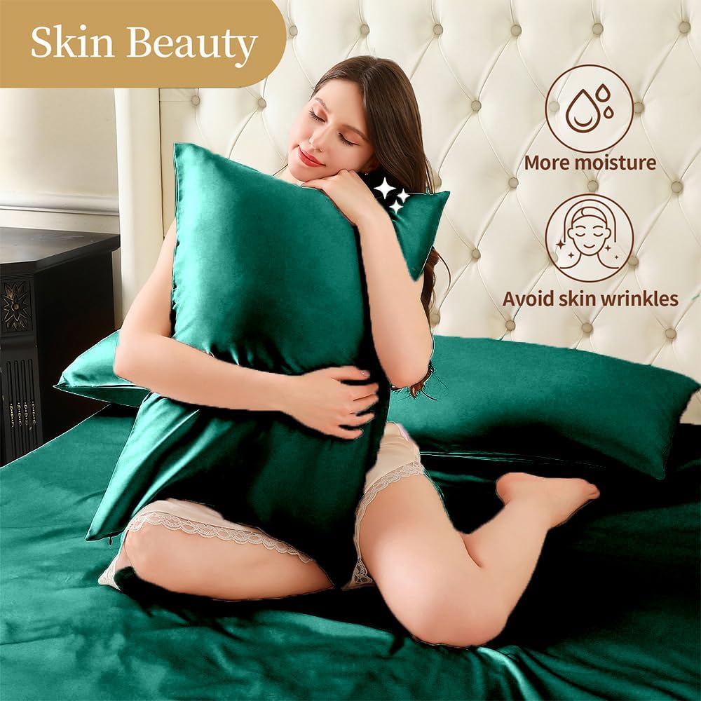 Mulberry Silk Pillowcase for Hair and Skin Standard Size, Silk Pillowcase 20"X 26" with Hidden Soft Breathable Smooth Cooling Pillow…