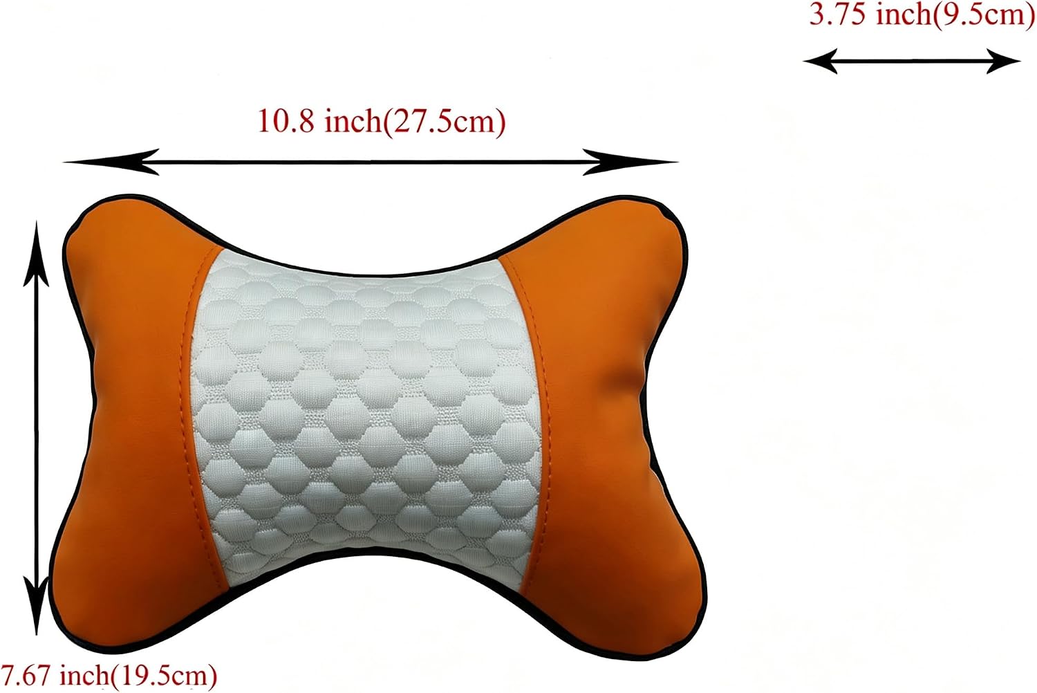 Professinalcaraccessories Car Neck Pillows Both Side Pu Leather 2pieces Pack Headrest Fit for Most Cars Filled Fiber Universal Car Pillow (…