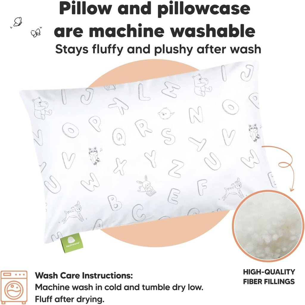 Toddler Pillow with Pillowcase - 13x18 My Little Dreamy Kids Travel Bed Pillows for Sleeping, Organic Cotton Small Pillowcase, Soft &…