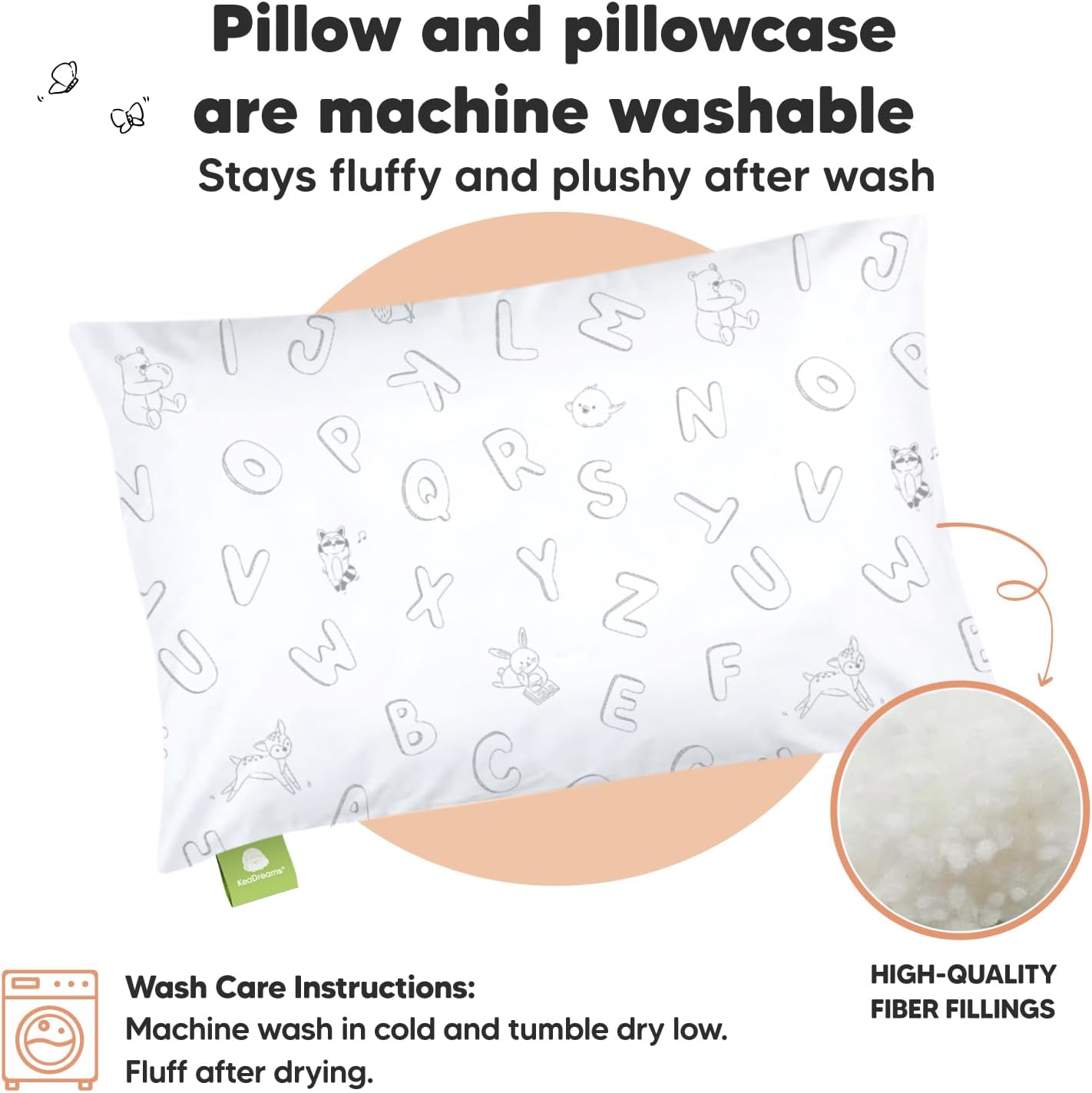 Toddler Pillow with Pillowcase - 13x18 My Little Dreamy Kids Travel Bed Pillows for Sleeping, Organic Cotton Small Pillowcase, Soft &…