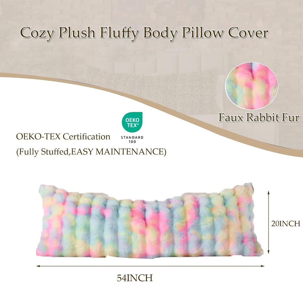 20"x54"Luxury Shaggy Faux Fur Body Pillow Cover, Bubble Fluffy Plush Bed Body Pillowcase with Zipper Closure, Plush Long Pillow Cover for…
