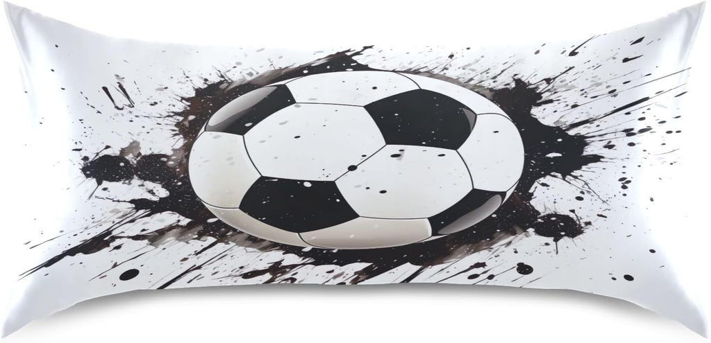 Soccer Ball Pillow Covers Silk Pillowcase for Hair and Skin Soft Smooth Breathable Cooling Satin Pillowcase Standard Size Pillow Case for…