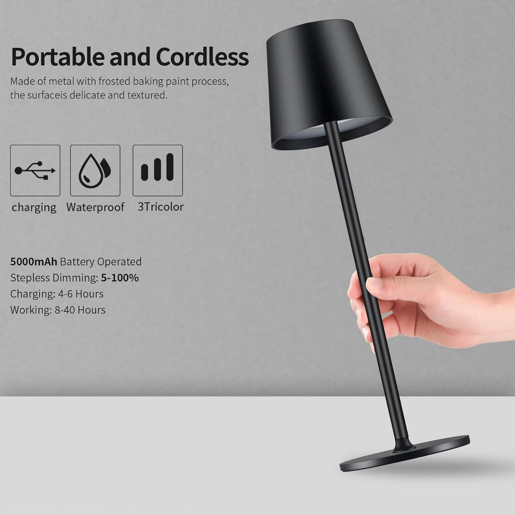 BGFHome Cordless Table Lamp LED Desk Lamp,5000mAh Rechargeable Touch Night Light Lamp, Wireless Minimalist Design for…