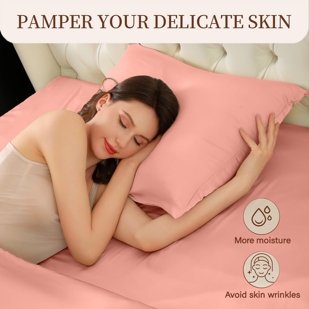 Mulberry Silk Pillowcase for Hair and Skin Standard Size 20"X 26" with Hidden Zipper, Softer Than Silk Pillow Cases Queen Smooth Cooling…