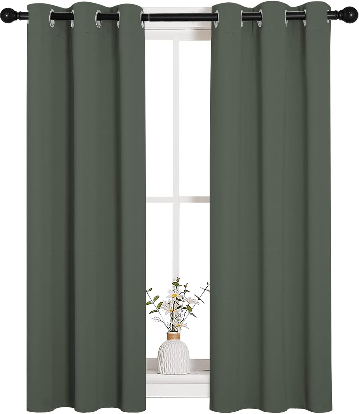 NICETOWN Blackout Curtain Panels for Kitchen, Dark Mallard, 1 Pair, 29 x 40 inches, Thermal Insulated Solid Grommet Top Blackout…