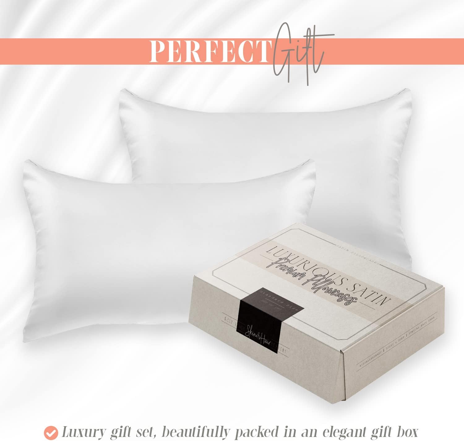 Elegantcomfort Elegant Comfort Silky and Luxurious 2-Piece Satin Pillowcase Set for Healthier Skin and Hair, Hidden Zipper Closure and Beau…
