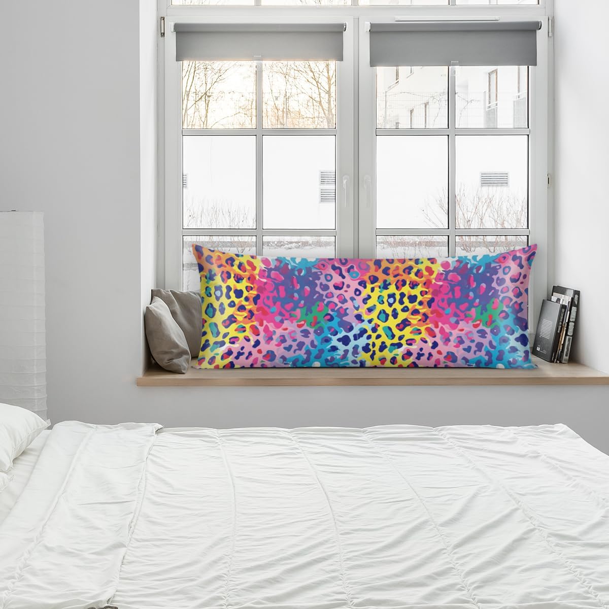 Colorful Leopard Body Pillowcase with Zipper, 20x54 Satin Pillowcase for Hair and Skin, Girls Teens Smooth Full Body Pillow Cases Bedroom…