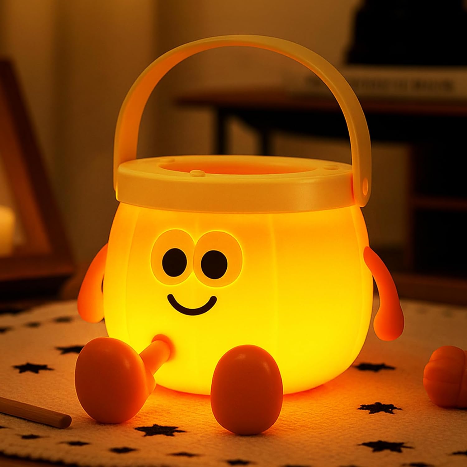 Pumpkin Night Light for Kids, Rechargeable Bedside Lamp, Portable Handheld Lamps, Pumpkin Lantern Lamp for Office, Room Decor, Cute Sleep…