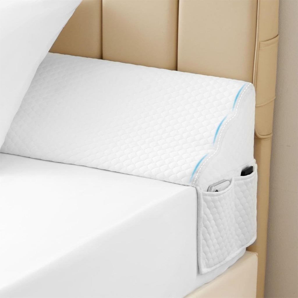 MEGCXIT King Bed Wedge Pillow for Headboard, 76"x10"x6", Bed Gap Filler, Headboard Pillow, Anti-Slip Gap Pillow, Air-Layer White, High…