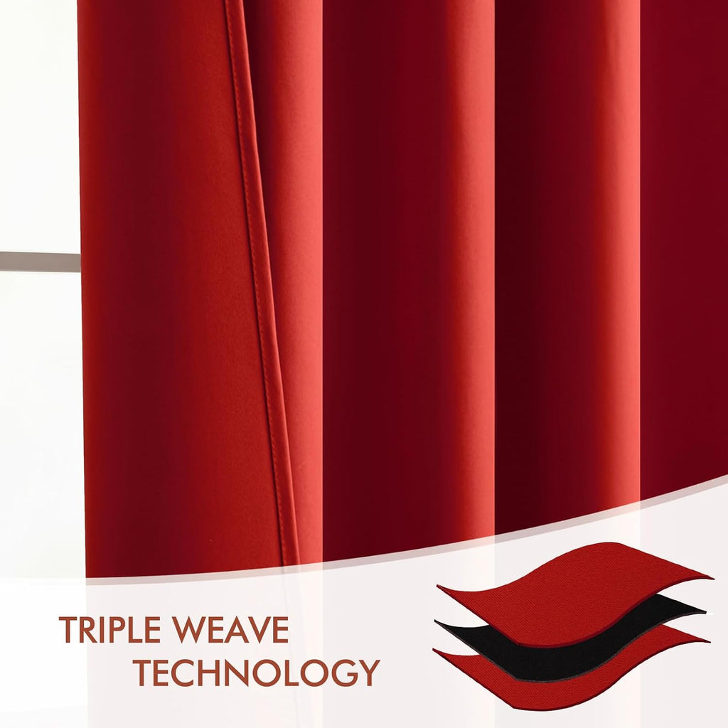 Miulee Christmas Red Back Tab Blackout Curtains 108 Inch Long 2 Panels Set for Living Room Bedroom, Rod Pocket/Pinch Pleat Extra Long Therm…
