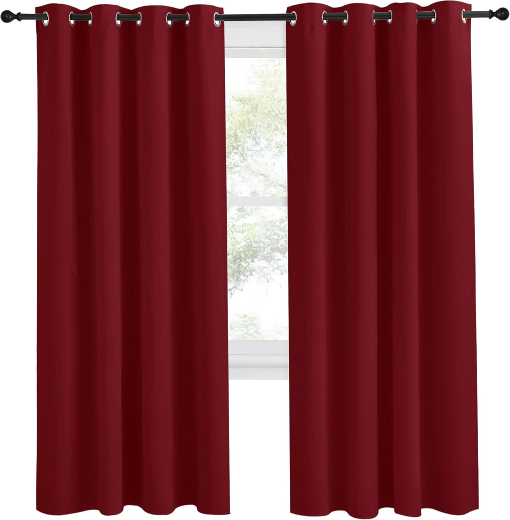 NICETOWN Christmas Burgundy Curtains for Living Room, 55x78 Inch,1 Piece, Burgundy Red, Home Decor Energy Smart Thermal Insulated Window…