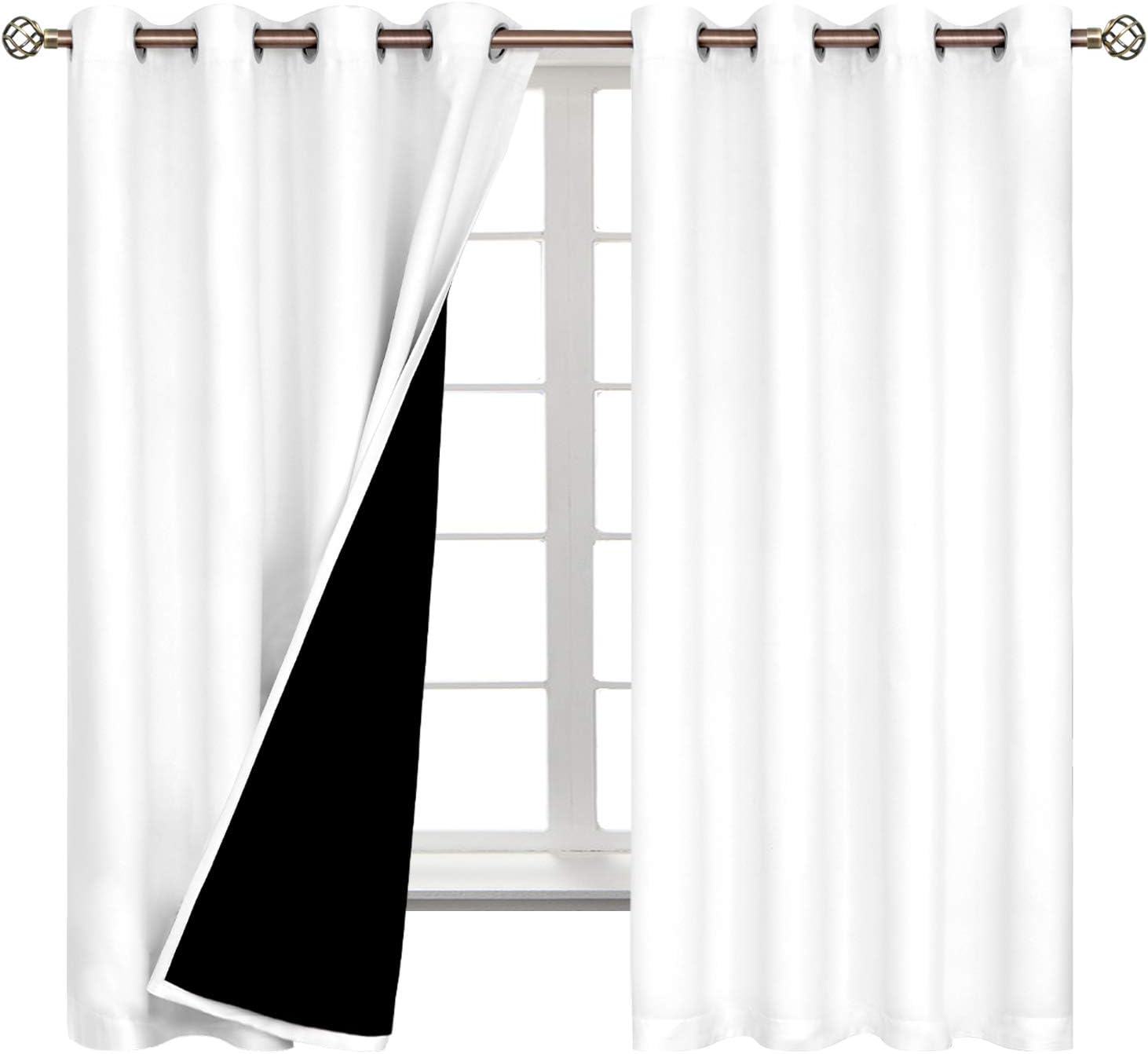 BGment Thermal Insulated 100% Blackout Curtains for Bedroom with Black Liner, Double Layer Full Room Darkening Noise Reducing Grommet Curta…