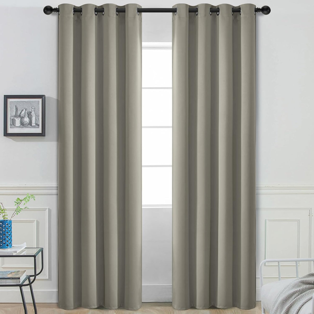 Yakamok 84 Inch Long Light Blocking Blackout Curtains, Room Darkening Thermal Insulated Blackout Drapes with Grommet for Bedroom…