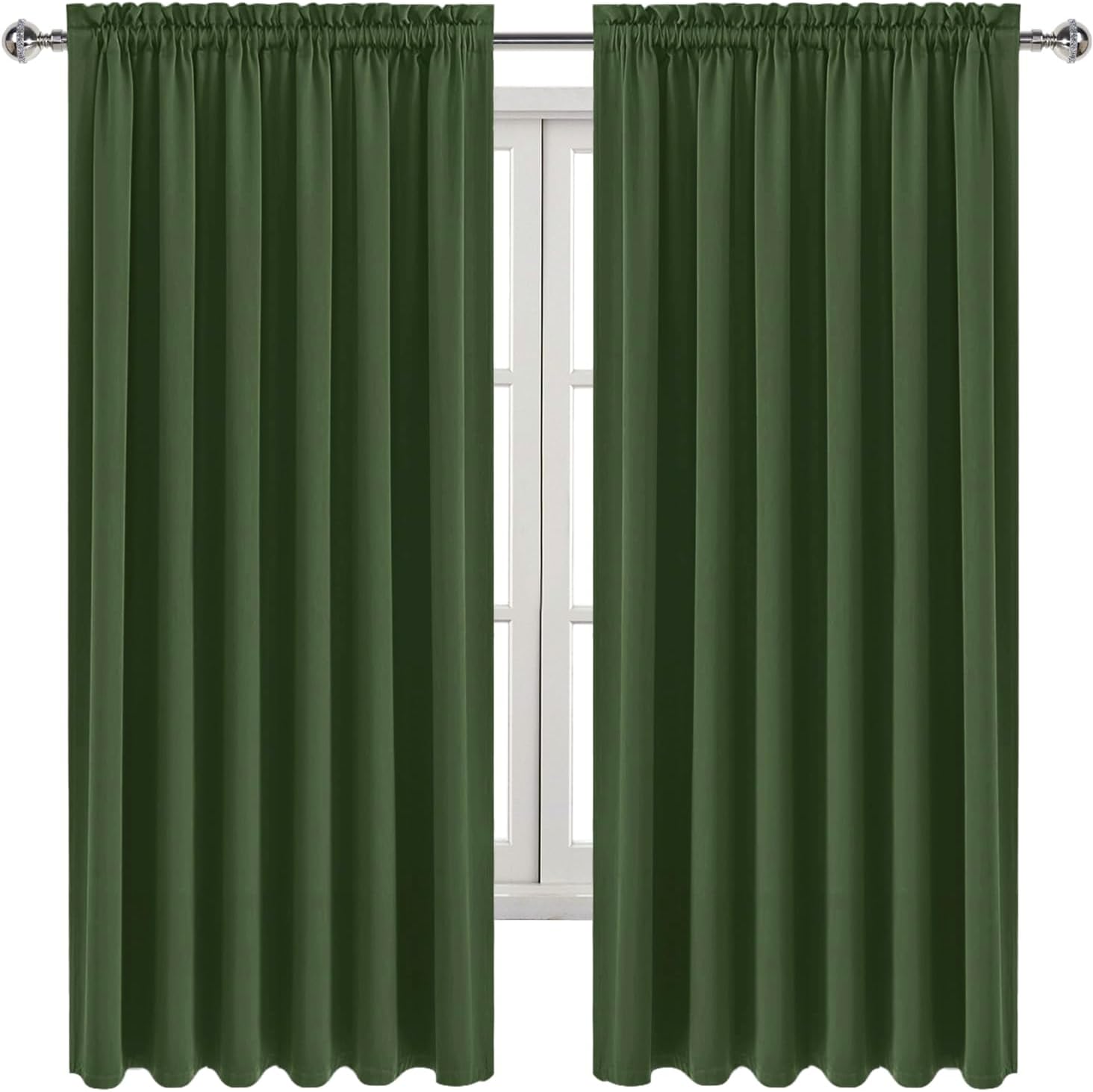 DWCN Blackout Curtains for Living Room Thermal Insulated, Energy Saving & Noise Reducing Bedroom Curtains, Olive Green, W 70x L 63 Inch…