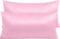 Ntbay Zippered Satin Pillow Cases for Hair and Skin, Luxury King Hidden Zipper Pillowcases Set of 2, 20x36 Inches, Light Pink 36 Inches Pink