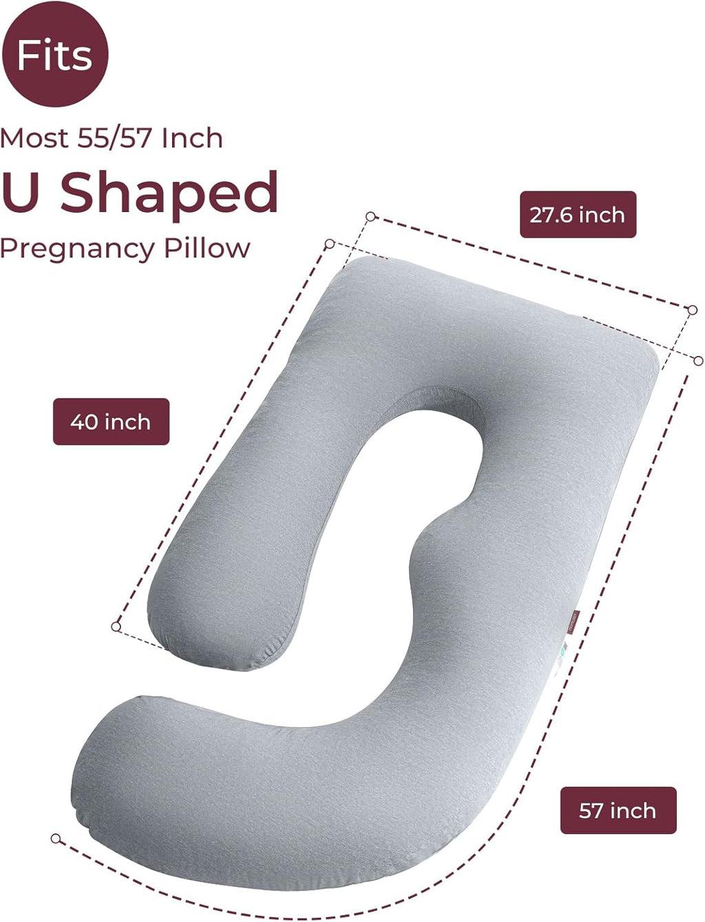 Momcozy Cooling Cover for Pregnancy Pillows, U-Shaped Full Body Maternity Pillow for Side Sleepers 57 Inch - Support for Back, Hip…