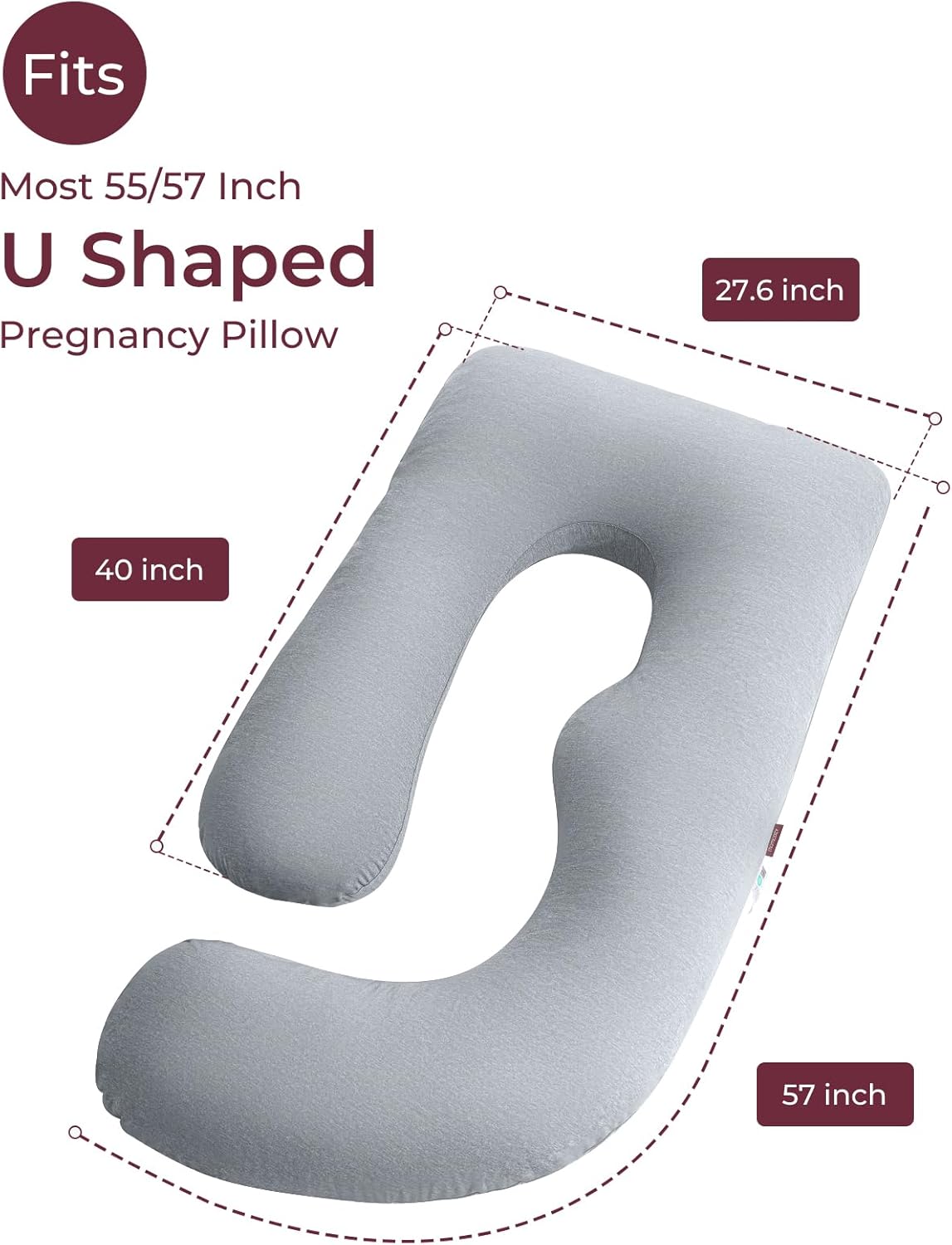 Momcozy Cooling Cover for Pregnancy Pillows, U-Shaped Full Body Maternity Pillow for Side Sleepers 57 Inch - Support for Back, Hip…