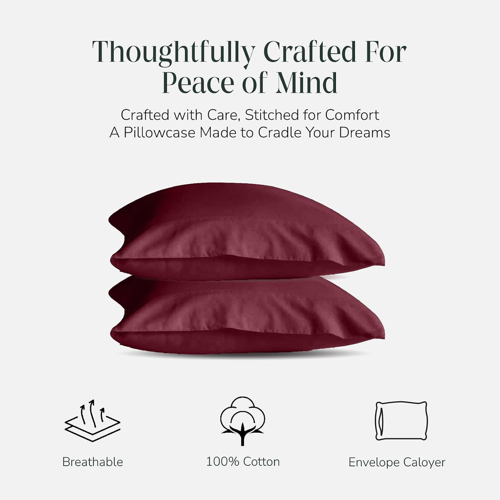 FEATHER & STITCH NEW YORK 100% Cotton 2 Piece King Pillow Cases, 300TC Ultra-Soft Pillowcases with Envelope Closure, Wrinkle- Fade- Stain…
