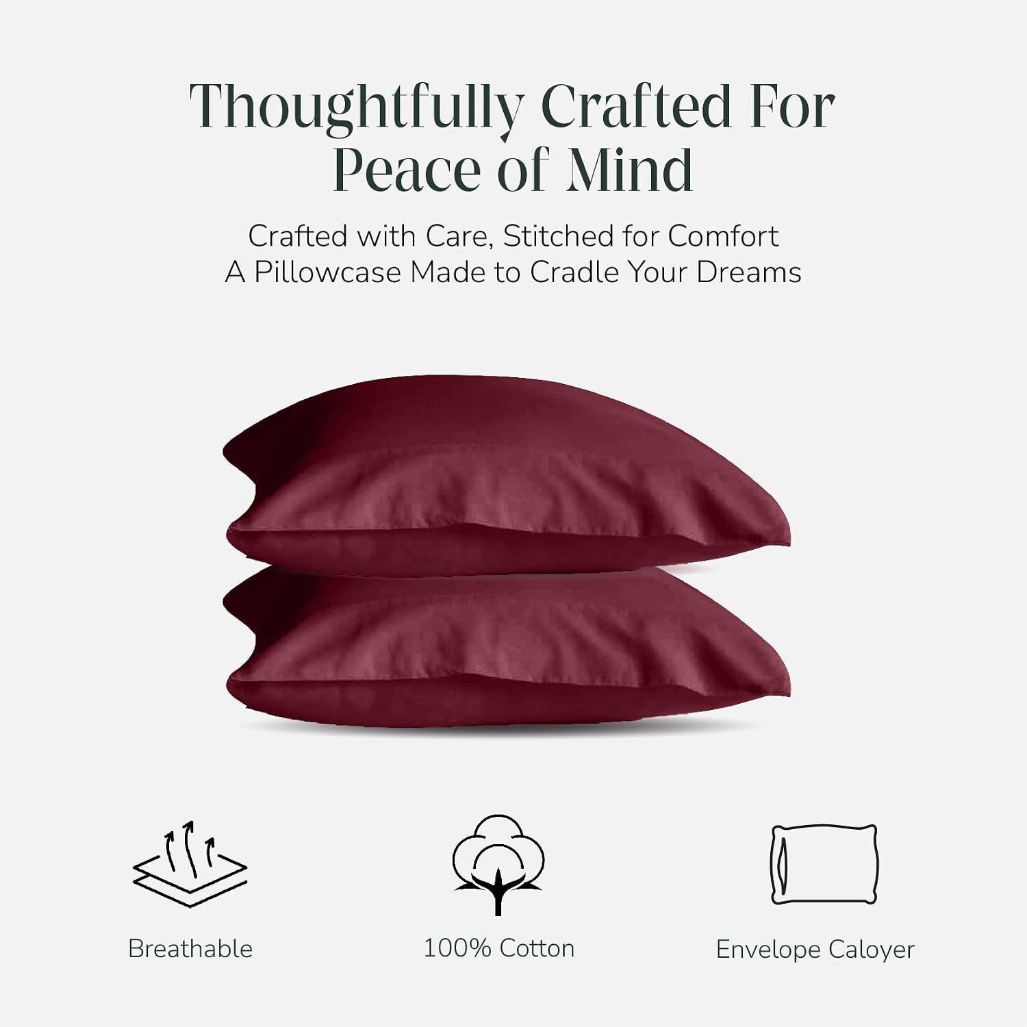 FEATHER & STITCH NEW YORK 100% Cotton 2 Piece King Pillow Cases, 300TC Ultra-Soft Pillowcases with Envelope Closure, Wrinkle- Fade- Stain…