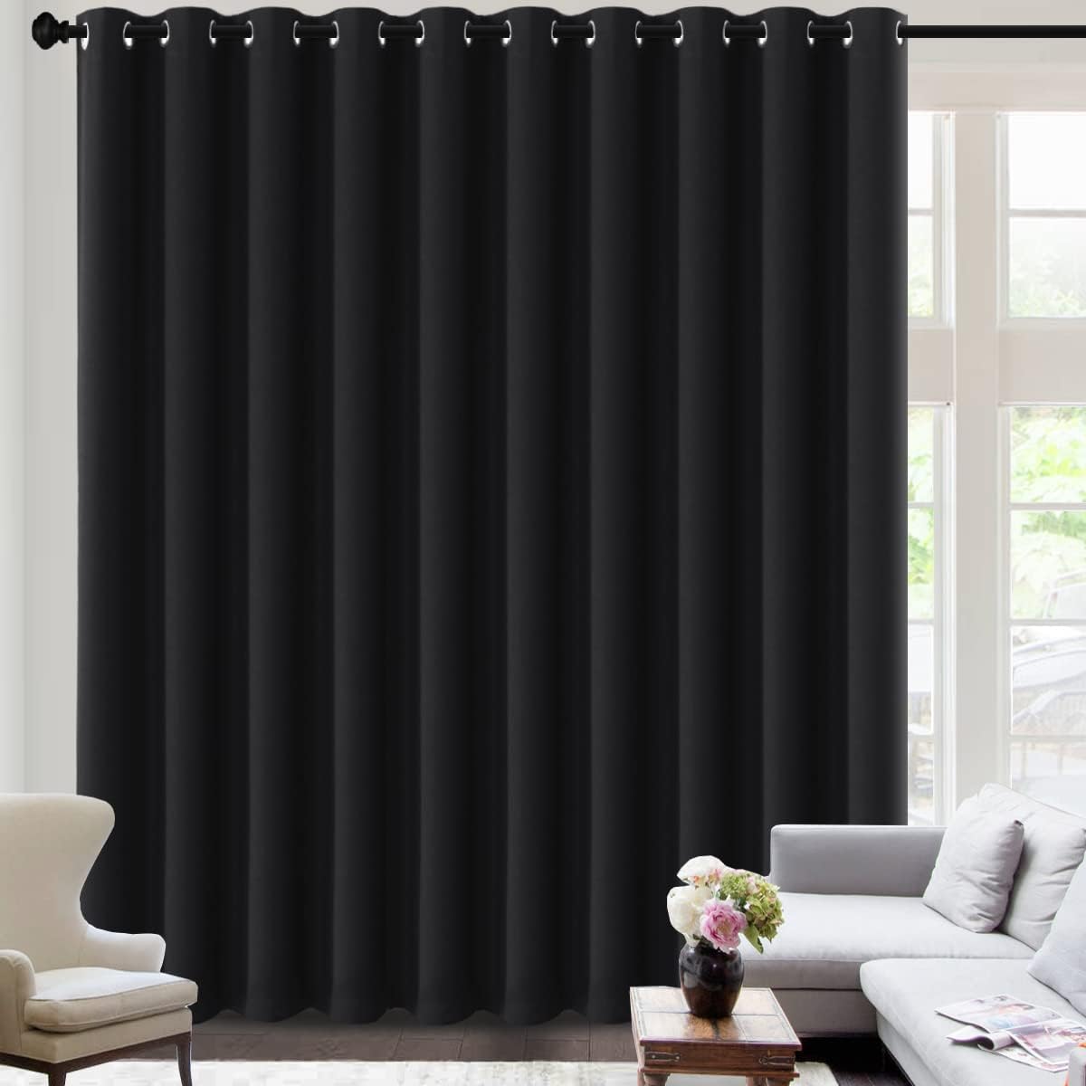 H.VERSAILTEX 100% Blackout Curtains for Sliding Glass Door Room Divider Curtains Noise Reduce Curtain Panel Portable Window Scr…