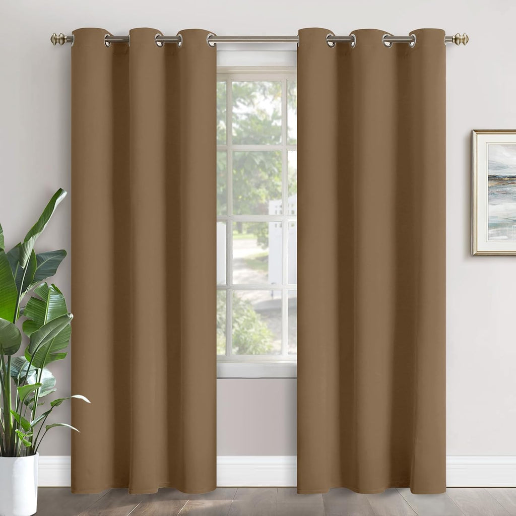 YoungsTex Taupe Blackout Curtains 84 Inches Long for Bedroom - Thermal Insulated Drapes with Grommet Room Darkening Privacy for Living Room…