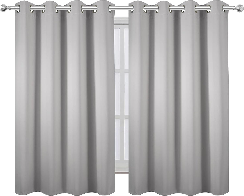 Lemomo Blackout Curtains 52 x 45 inch/Light Grey Curtains Set of 2 Panels/Thermal Insulated Room Darkening Bedroom Curtains 45 inch Grey