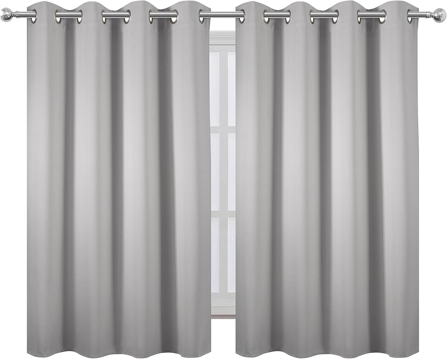 Lemomo Blackout Curtains 52 x 45 inch/Light Grey Curtains Set of 2 Panels/Thermal Insulated Room Darkening Bedroom Curtains 45 inch Grey
