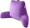 Reading Pillow with Adjustable Memory Foam, Adult Backrest with Arms, Back Pillow for Sitting in Bed with Washable Cover- Large, Purpule