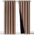 Nicetown Warm Curtains for Winter, 100% Blackout Curtains Thermal, Noise Reduction and Privacy Curtains for Patio Door, Black Lined Blackou…