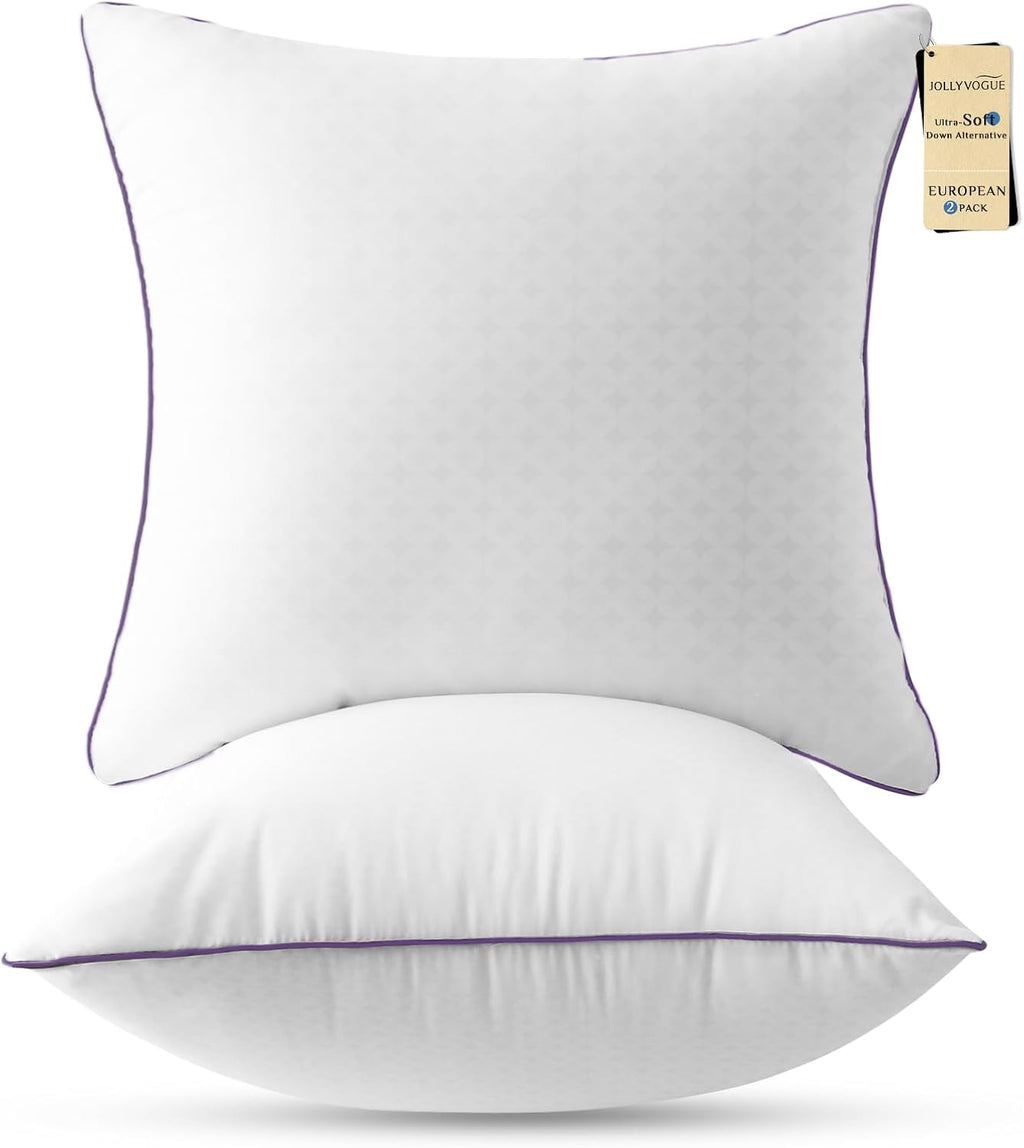 Jollyvogue Euro Size Pillows Set of 2, 26'' x 26'' Cooling Bed Throw Pillows with Super Soft Down Alternative Fill, Luxury Fluffy Hotel Qua…