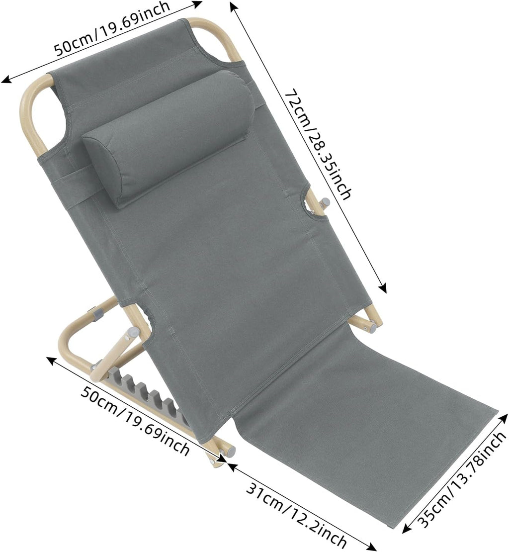 PERFERATE Bed Backrest Support Portable Bed Chair 7 Gears Adjustable Lifting Beds Backrest Folding Reading Chair with Pillow for Elderly…