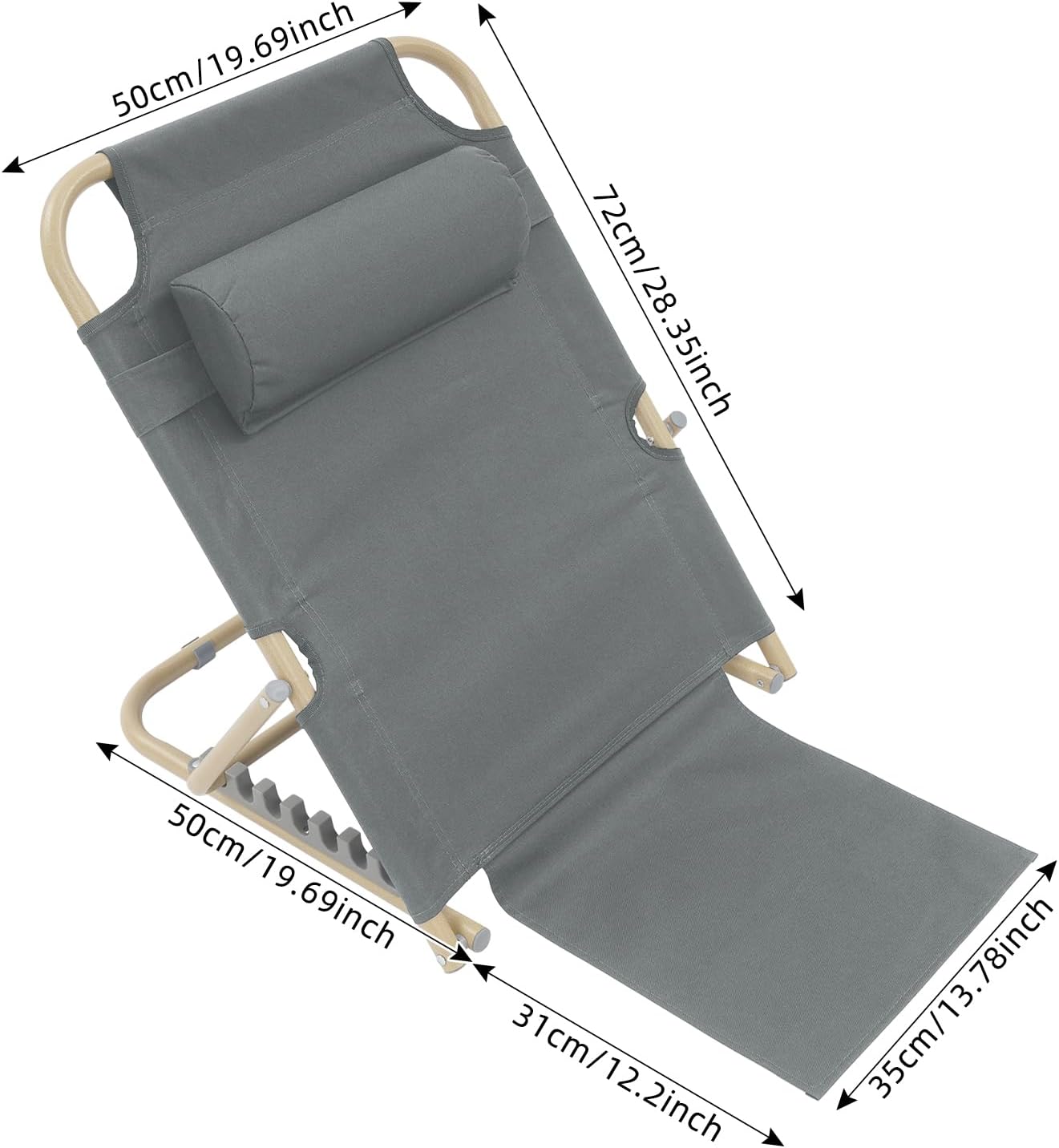 PERFERATE Bed Backrest Support Portable Bed Chair 7 Gears Adjustable Lifting Beds Backrest Folding Reading Chair with Pillow for Elderly…