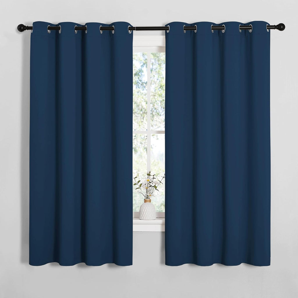 NICETOWN Bedroom Curtain Panels Blackout Draperies, Thermal Insulated Solid Grommet Blackout Curtains/Drapes (Moroccan Blue, 1 Pair, 55…