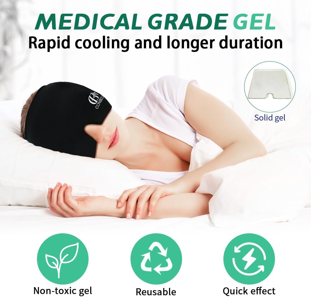 Conbella Migraine Relief Cap, Soothing Headache Ice Face Mask Products, Hot and Cold relaxation, Migraine Headache Relief Cap for…