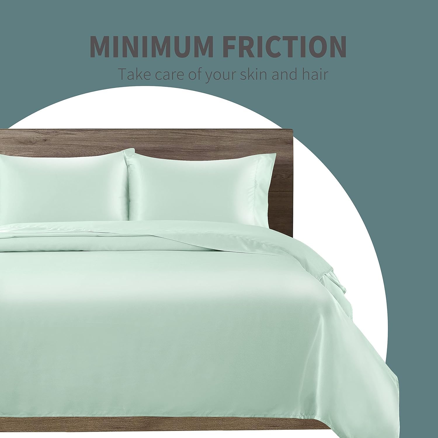 Cobedzy 3 Pcs Mint Green Satin Sheets Twin XL Size Silky Satin Bedding Sheets Set with 1 Deep Pocket Fitted Sheet, 1 Flat Sheet, 1 Pillowca…