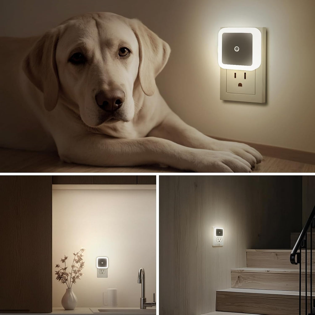 KINUR LED Night Lights Plug into Wall Daylight Color with Dusk to Dawn Night Light Plug in Sensor for Kids Room, Bedroom, Bathroom, Baby…