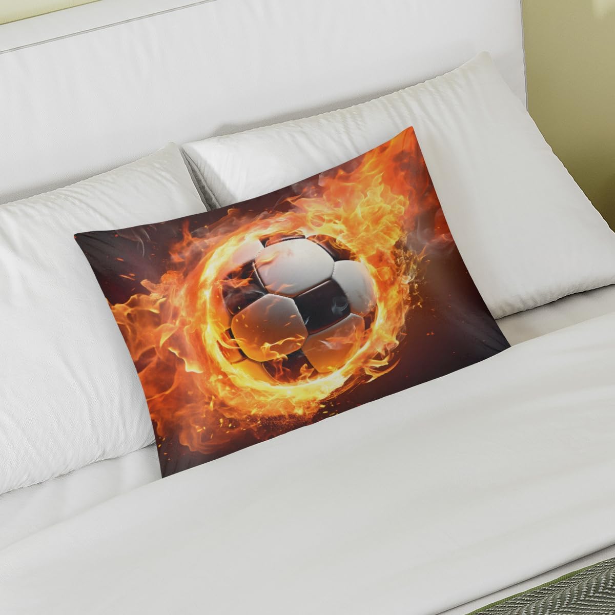 Football Sports Fire Satin Pillowcase for Hair and Skin Soft Silk Pillow Cases with Envelope Closure Cooling Pillow Case Slip 15.99…