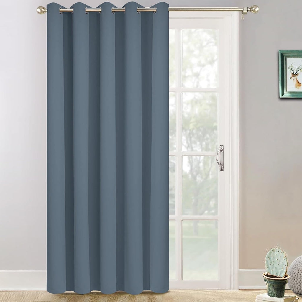 Yakamok Wide Thermal Blackout Patio Door Curtain Panel, Sliding Door Insulated Grommet Curtains, Extra Wide Curtains for Sliding Glass…