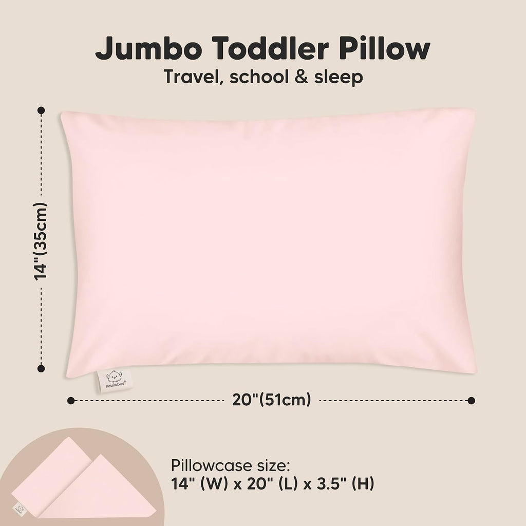 KeaBabies Toddler Pillow with Pillowcase, Jumbo 14X20 - Soft Organic Cotton Toddler Pillows for Sleeping - Machine Washable - Perfect for…