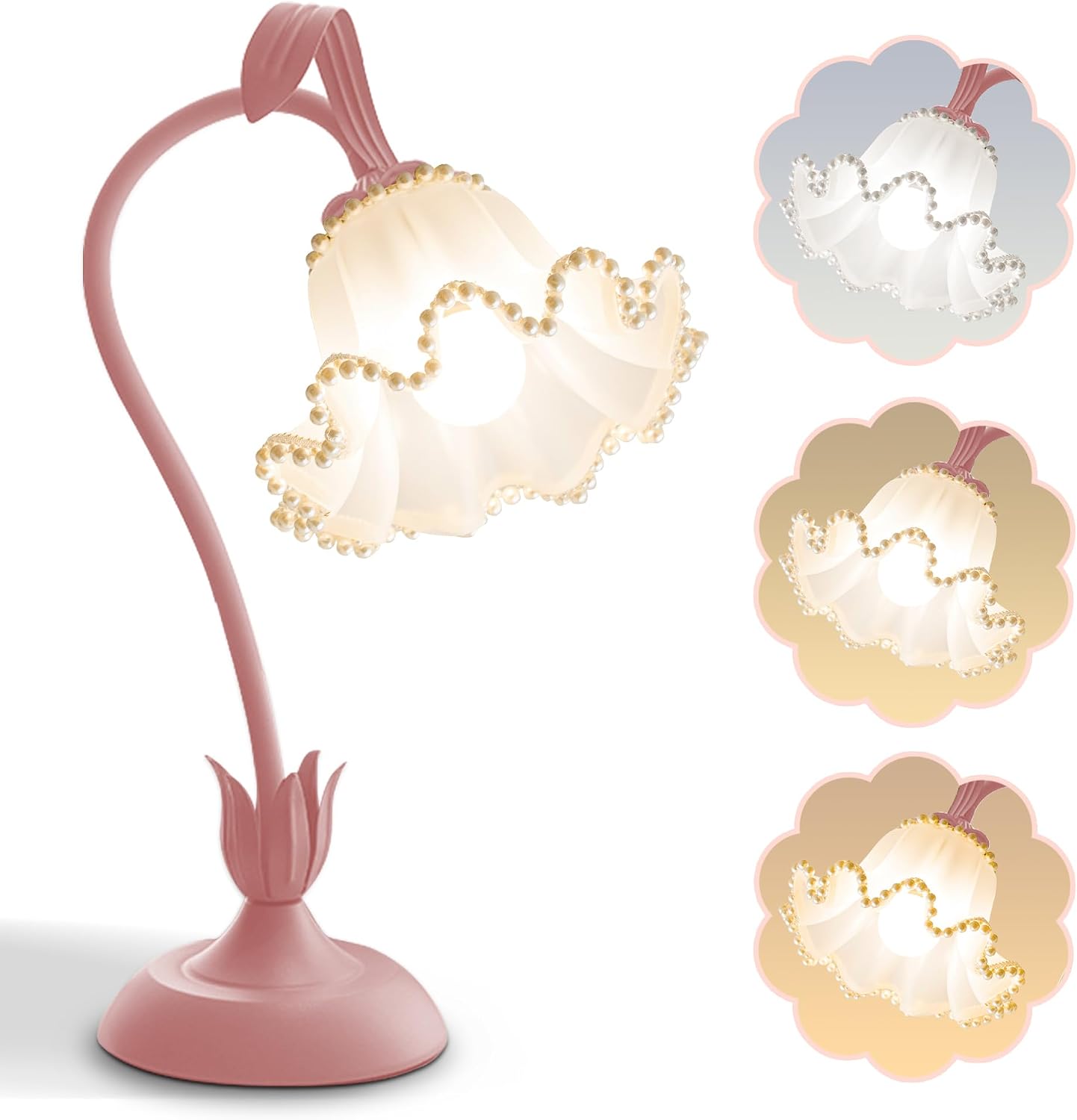 Aqdzcnf Flower Table Lamp, LED Reading Light Bedside Vintage Flower Night Light,3 Colors Modes Kawaii Bedside Lamps Decor, Living Room Bedroo…