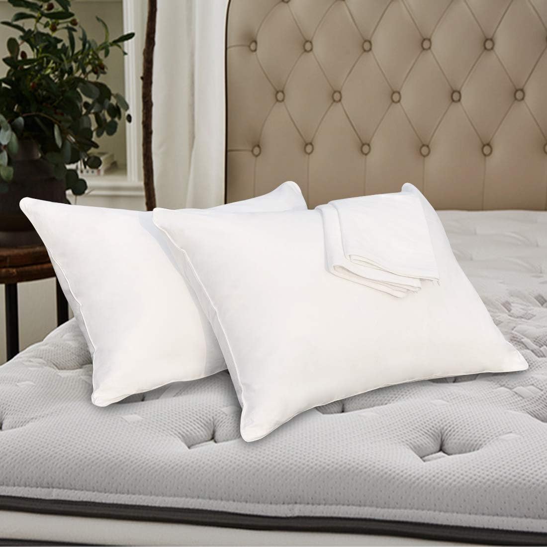 Precoco Toddler Pillowcase Set - 2 White Cotton 14x19 Inch Pillow Covers with Zipper Design for Secure Fit and Comfortable Sleep 2 pack 19…