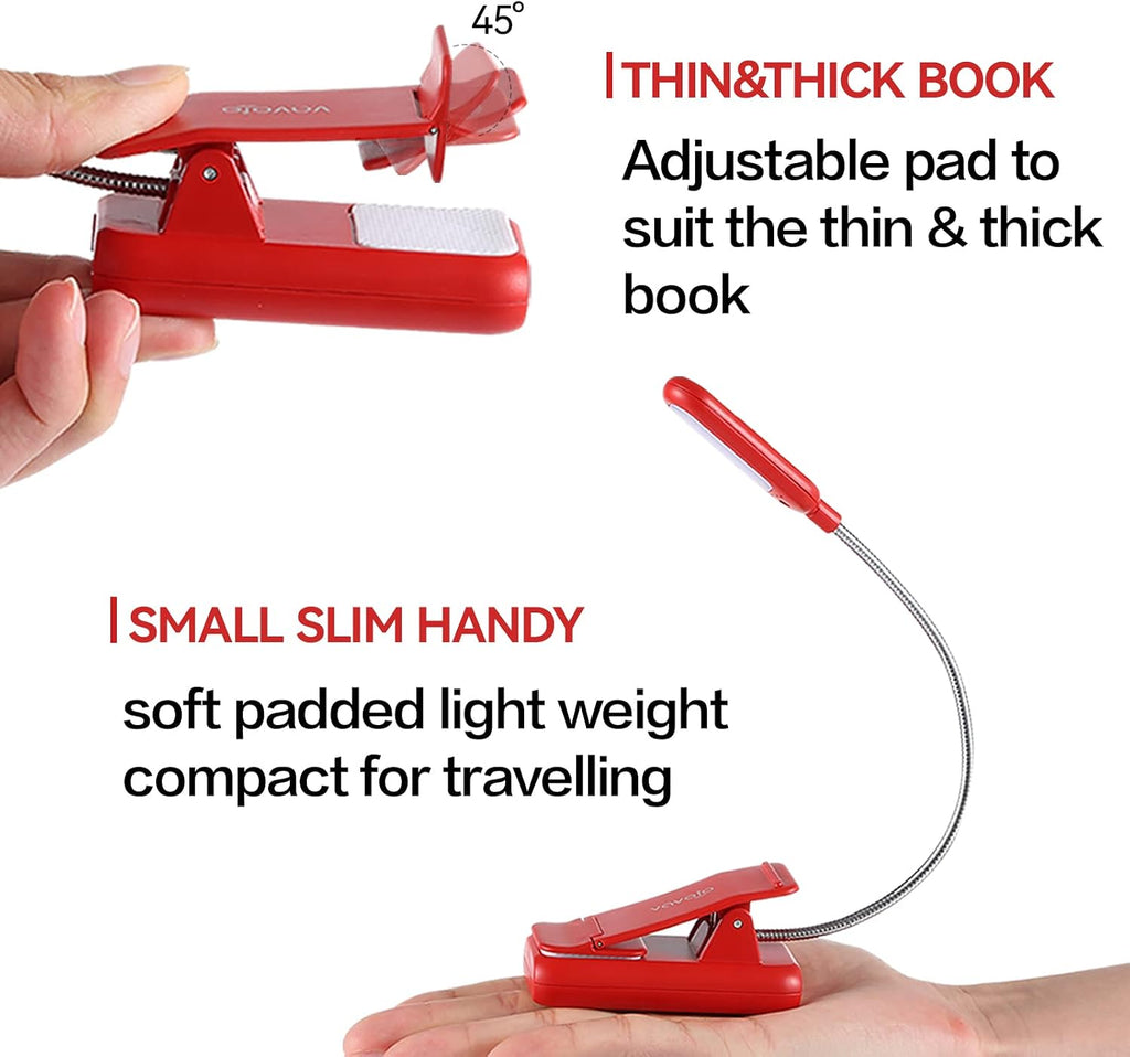 Vavofo Rechargeable Book Light for Reading in Bed Kids, 7 LED Reading Light with 9-Level Warm Cool White Daylight, Eye comfort Lamp with…