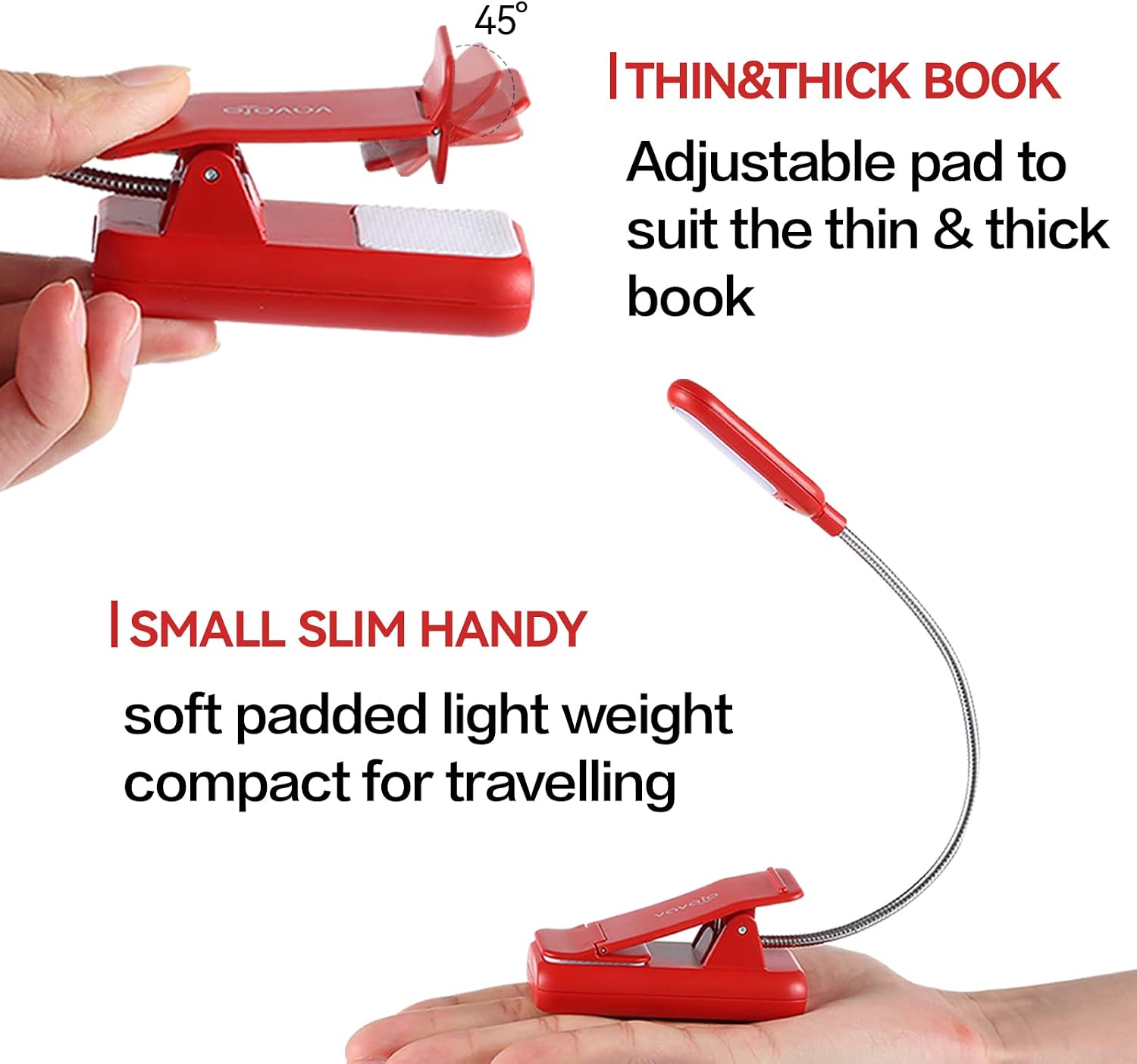 Vavofo Rechargeable Book Light for Reading in Bed Kids, 7 LED Reading Light with 9-Level Warm Cool White Daylight, Eye comfort Lamp with…