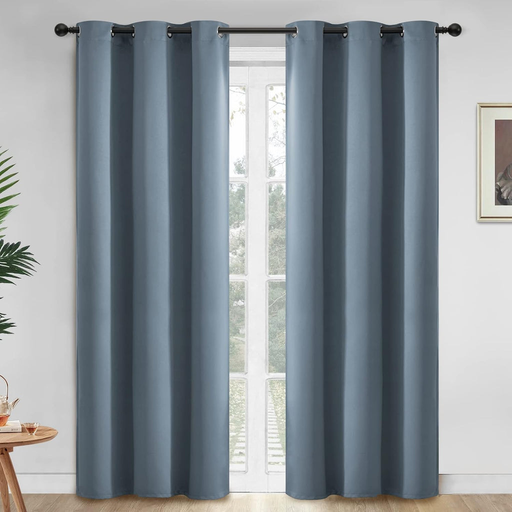 Yakamok Blackout Curtains Room Darkening Thermal Insulated Window Panels, Solid Grommet Top Drapes for Bedroom/Living Room(42x84 Inch…