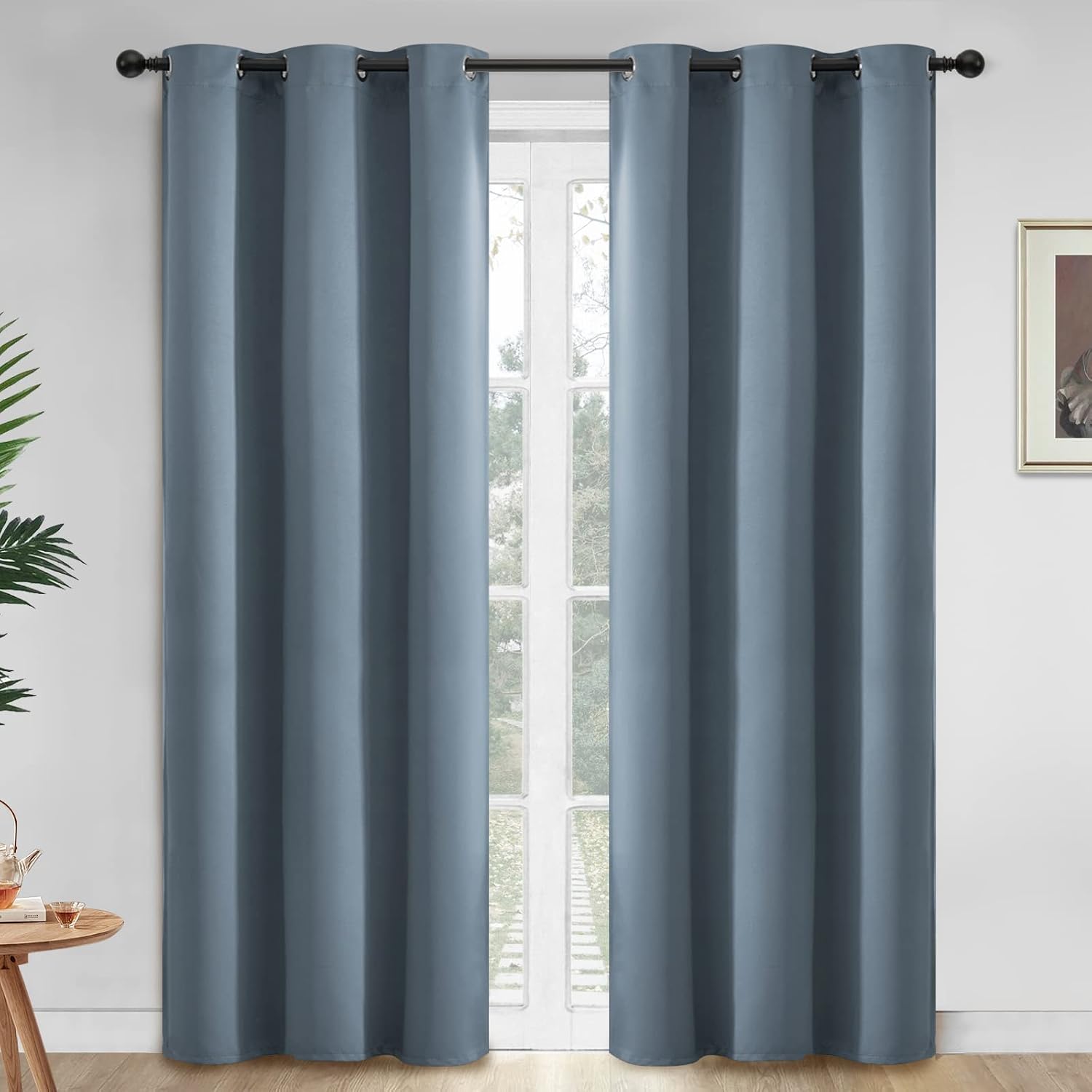 Yakamok Blackout Curtains Room Darkening Thermal Insulated Window Panels, Solid Grommet Top Drapes for Bedroom/Living Room(42x84 Inch…