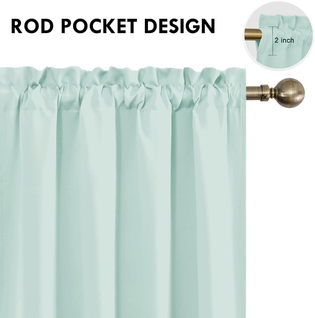 DWCN Blackout Curtains for Living Room Thermal Insulated, Energy Saving & Noise Reducing Bedroom Curtains, Mint Green, W 52x L 45 Inch…